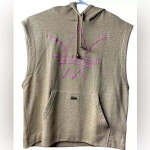 adidas Tan Sleeveless Hoodie with Pink Accents women’s size large new with tags